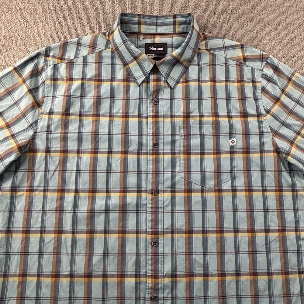 Marmot Shirt Adult Extra Large Check button Up Short Sleeve Outdoor Casual Men's - Picture 3 of 14